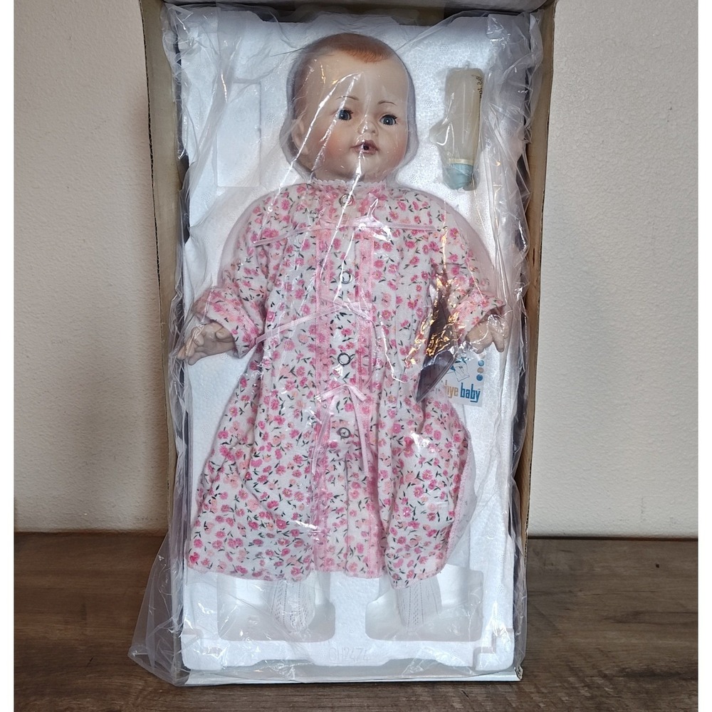 Danbury Mint‎ Bye Bye Baby Porcelain Doll 17in Pink Floral Drink Wet Seat